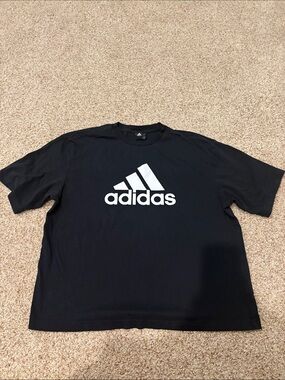 adidas Black Tee with White Logo - Short Sleeve